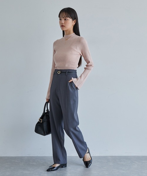 VIS（ビス）の「【新色追加】リブニットプチハイネックプルオーバー【低身長向けサイズ有】（ニット/セーター・レディース・ブラック/グレー/レッド/オフホワイト/ピンク/キナリ・FREE/FS）」の9枚目の写真