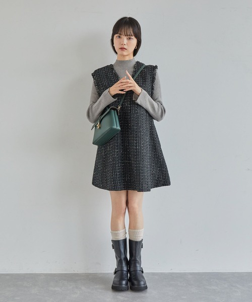 VIS（ビス）の「【新色追加】リブニットプチハイネックプルオーバー【低身長向けサイズ有】（ニット/セーター・レディース・ブラック/グレー/レッド/オフホワイト/ピンク/キナリ・FREE/FS）」の20枚目の写真