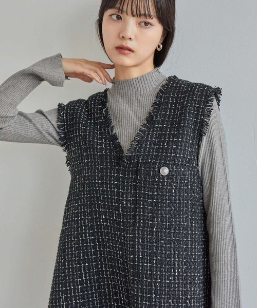 VIS（ビス）の「【新色追加】リブニットプチハイネックプルオーバー【低身長向けサイズ有】（ニット/セーター・レディース・ブラック/グレー/レッド/オフホワイト/ピンク/キナリ・FREE/FS）」の19枚目の写真