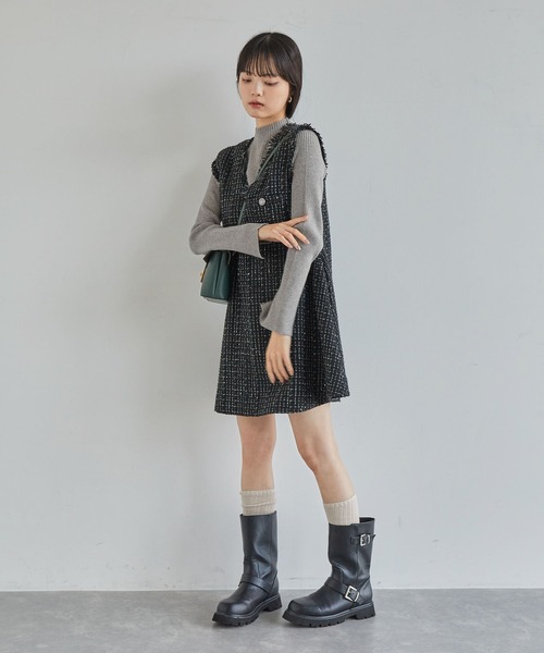 VIS（ビス）の「【新色追加】リブニットプチハイネックプルオーバー【低身長向けサイズ有】（ニット/セーター・レディース・ブラック/グレー/レッド/オフホワイト/ピンク/キナリ・FREE/FS）」の21枚目の写真