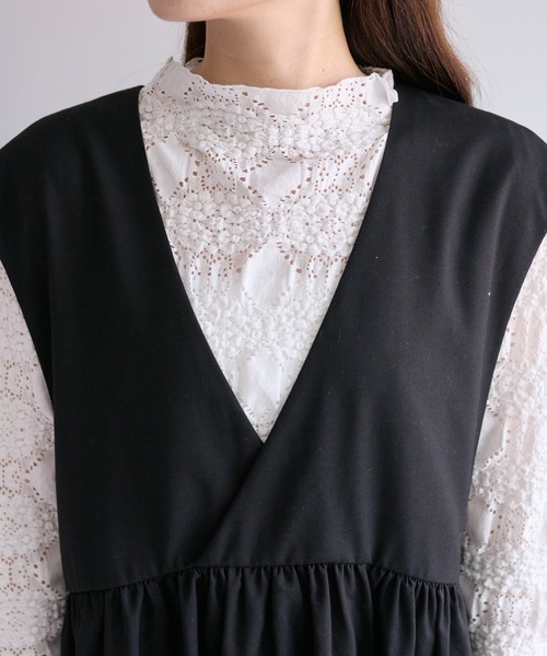 PUAL CE CIN(ピュアルセシン)の「【Du noir】深Vネックジャンパースカート(ジャンパースカート・レディース・チャコールグレー/ブラック・FREE)」の20枚目の写真