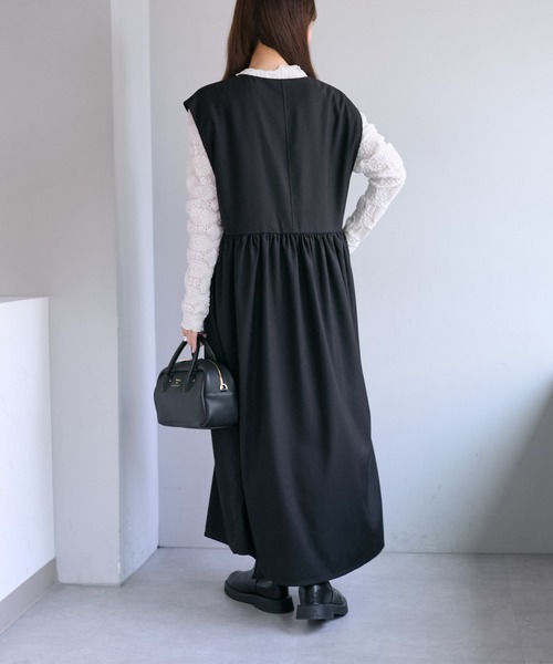 PUAL CE CIN(ピュアルセシン)の「【Du noir】深Vネックジャンパースカート(ジャンパースカート・レディース・チャコールグレー/ブラック・FREE)」の16枚目の写真