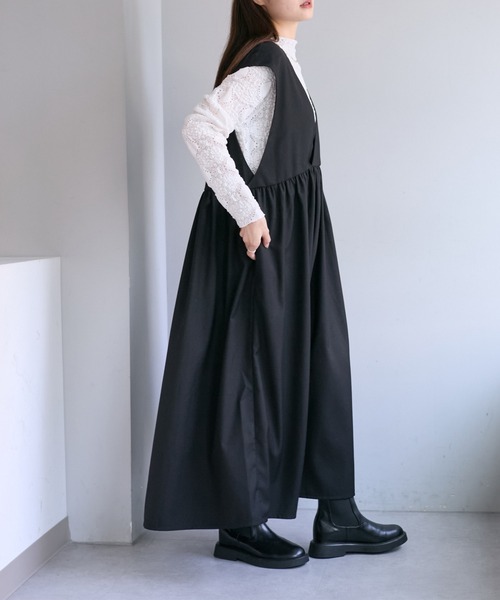 PUAL CE CIN(ピュアルセシン)の「【Du noir】深Vネックジャンパースカート(ジャンパースカート・レディース・チャコールグレー/ブラック・FREE)」の15枚目の写真