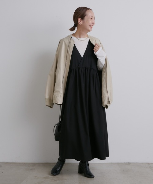 PUAL CE CIN(ピュアルセシン)の「【Du noir】深Vネックジャンパースカート(ジャンパースカート・レディース・チャコールグレー/ブラック・FREE)」の12枚目の写真