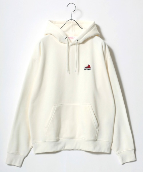 CONVERSE(コンバース)の「CONVERSE/コンバース 裏起毛 ワンポイントロゴ刺繍 プルオーバー スウェットパーカー レディース メンズ フーディー(パーカー・レディース・ブラック/グレイッシュベージュ/グレー系その他/アッシュグレー/オフホワイト/ブルー系その他・M/L/LL)」の12枚目の写真