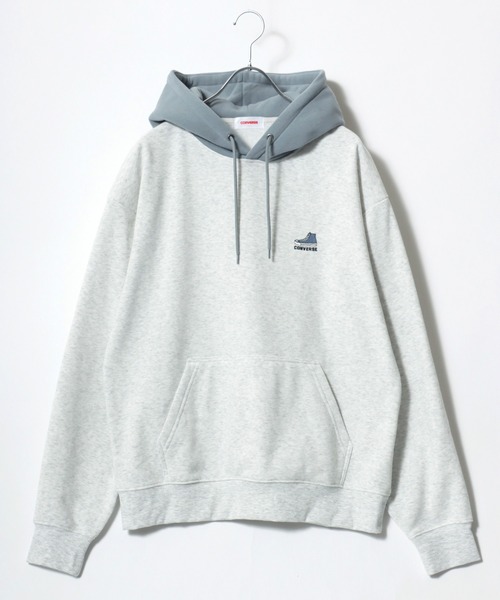 CONVERSE(コンバース)の「CONVERSE/コンバース 裏起毛 ワンポイントロゴ刺繍 プルオーバー スウェットパーカー レディース メンズ フーディー(パーカー・レディース・ブラック/グレイッシュベージュ/グレー系その他/アッシュグレー/オフホワイト/ブルー系その他・M/L/LL)」の18枚目の写真