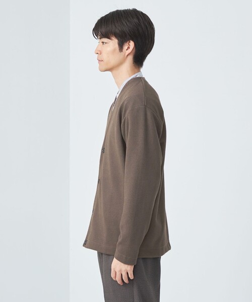 green label relaxing（グリーンレーベルリラクシング）の「カノコ ダブルフェイス カーディガン（カーディガン/ボレロ・メンズ・ライトグレー/ネイビー/モカ・S/M/L/XL）」の9枚目の写真