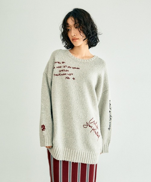 LEPSIM（レプシィム）の「3ゲージ手描きライクプルオーバー　137515（ニット/セーター・レディース・オフホワイト/チャコールグレー・FREE）」の20枚目の写真