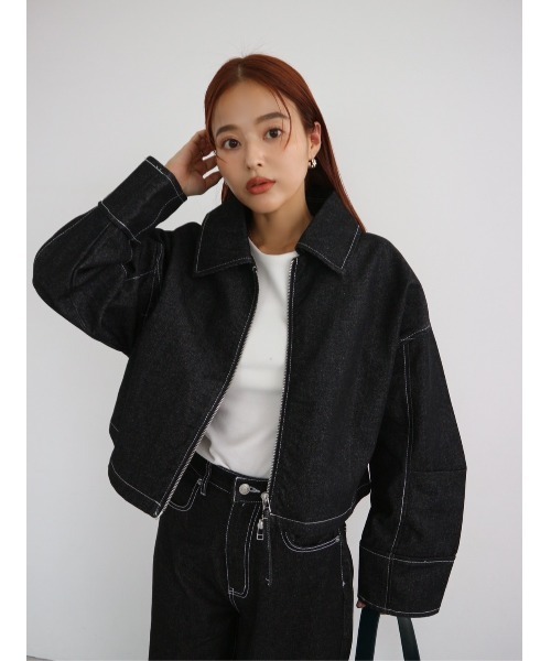 TRUNC(トランクエイティーエイト)の「Rigid Zip Denim Jacket(デニムジャケット・レディース・ネイビー/ブラック・FREE)」の2枚目の写真