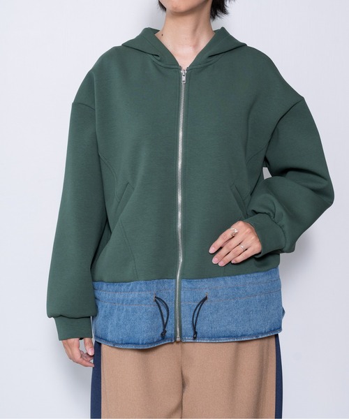 DOLLUPOOPS（ドールアップウップス）の「【ZOZO限定商品】ヘムデニムボンティングパーカー（パーカー・レディース・チャコールグレー/ネイビー/ブラック/グリーン・38）」の3枚目の写真