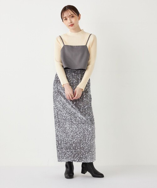 SHIPS Colors(シップス カラーズ)の「SHIPS Colors:〈手洗い可能〉14G リブ ボトルネック ニット(ニット/セーター・レディース・ブラック/ブラウン/オフホワイト/グレー・ONE SIZE)」の14枚目の写真
