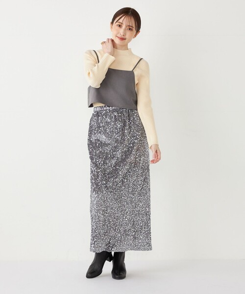 SHIPS Colors(シップス カラーズ)の「SHIPS Colors:〈手洗い可能〉14G リブ ボトルネック ニット(ニット/セーター・レディース・ブラック/ブラウン/オフホワイト/グレー・ONE SIZE)」の6枚目の写真