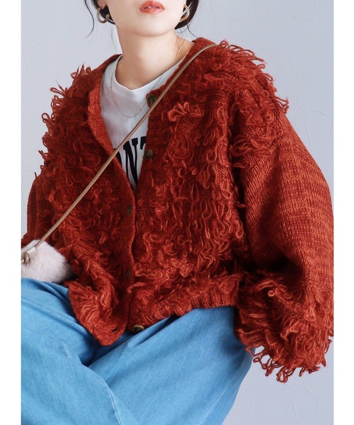 reca（レカ）の「ボリュームスリーブカーディガン（カーディガン/ボレロ・レディース・アイボリー/ブラック/オレンジ系その他・FREE）」の3枚目の写真