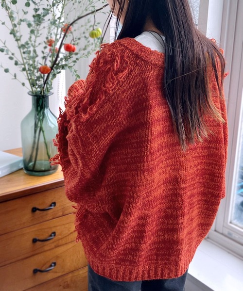 reca（レカ）の「ボリュームスリーブカーディガン（カーディガン/ボレロ・レディース・アイボリー/ブラック/オレンジ系その他・FREE）」の9枚目の写真