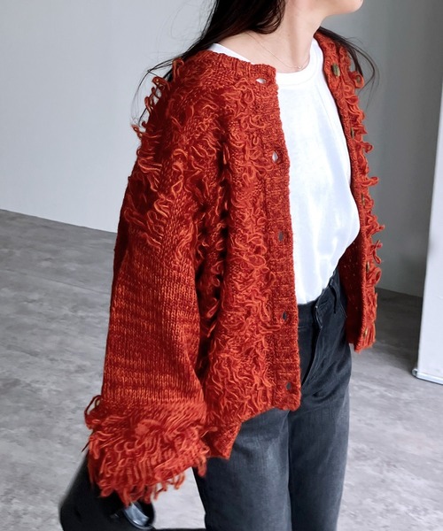 reca（レカ）の「ボリュームスリーブカーディガン（カーディガン/ボレロ・レディース・アイボリー/ブラック/オレンジ系その他・FREE）」の8枚目の写真