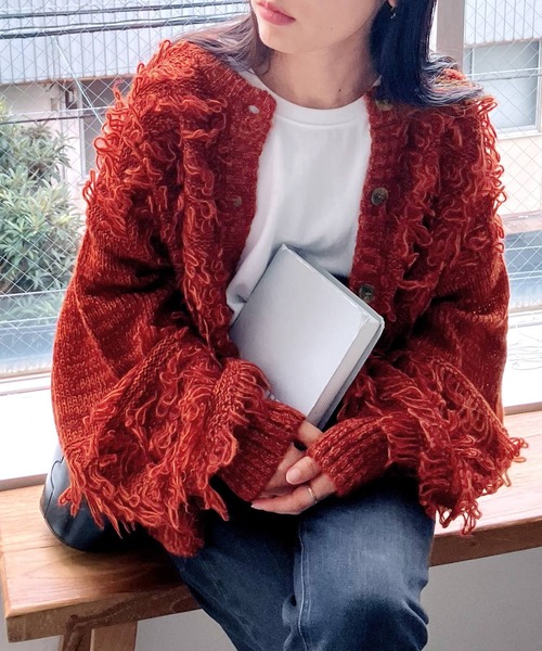 reca（レカ）の「ボリュームスリーブカーディガン（カーディガン/ボレロ・レディース・アイボリー/ブラック/オレンジ系その他・FREE）」の7枚目の写真