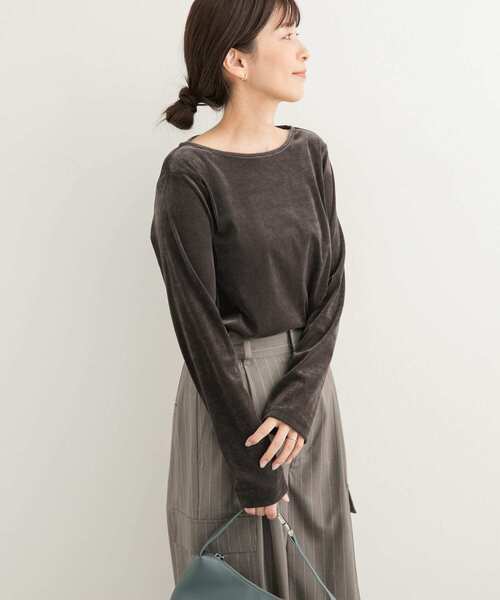 URBAN RESEARCH DOORS(アーバンリサーチドアーズ)の「シアーベロアプルオーバー(Tシャツ/カットソー・レディース・チャコールグレー/オフホワイト/ミント・MEDIUM)」の13枚目の写真