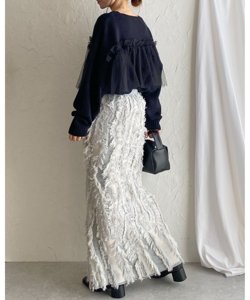 She's Closet(シーズクローゼット)の「ビスチェ風シアーレイヤードチュールドッキングニットトップス(ニット/セーター・レディース・ブラック/グレー/アイボリー/チャコールグレー・FREE)」の20枚目の写真