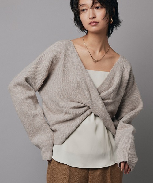 RASW（ラス）の「[RASW]カシュクールニット（ニット/セーター・レディース・杢グレー/ベージュ系その他・M/L）」の3枚目の写真