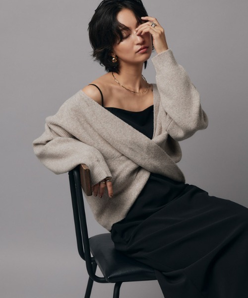 RASW（ラス）の「[RASW]カシュクールニット（ニット/セーター・レディース・杢グレー/ベージュ系その他・M/L）」の8枚目の写真