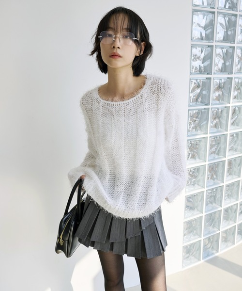 UNE MANSION(ユヌマンション)の「ルーズフィットラウンドリブシャギーニット(ニット/セーター・レディース・ベージュ/ピンク/ブルー/アイボリー/ブラック/カーキ・FREE)」の20枚目の写真