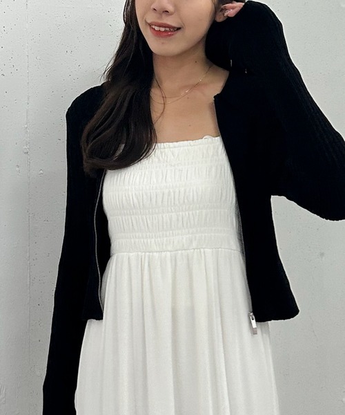 archives(アルシーヴ)の「Wzipモールニットポロ×キャミワンピースSET(ワンピース・レディース・ブルーグレー/ブラック/モカ・MEDIUM)」の18枚目の写真