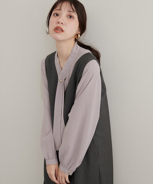 セール】ピン付きタイ3WAYブラウス（シャツ/ブラウス）｜natural