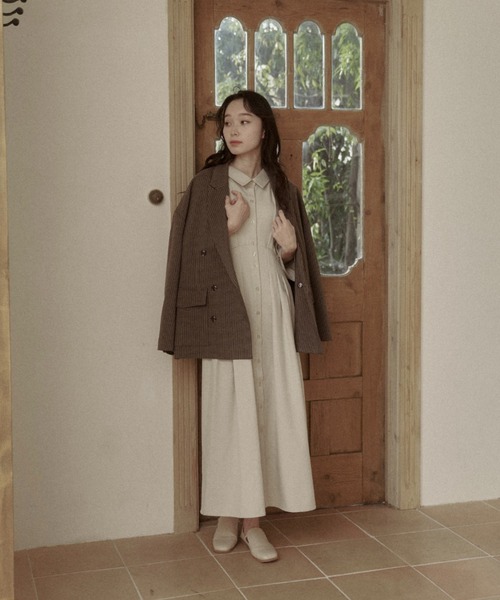 moi tytto(モイテュット)の「オーバーサイズテーラードジャケット(テーラードジャケット・レディース・ブラウン/ナチュラル/チェック/オレンジ・MEDIUM/SMALL)」の10枚目の写真