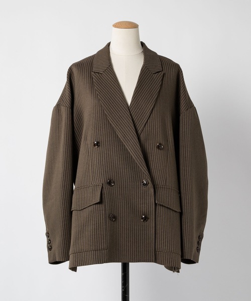 moi tytto(モイテュット)の「オーバーサイズテーラードジャケット(テーラードジャケット・レディース・ブラウン/ナチュラル/チェック/オレンジ・MEDIUM/SMALL)」の14枚目の写真