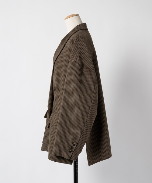 moi tytto(モイテュット)の「オーバーサイズテーラードジャケット(テーラードジャケット・レディース・ブラウン/ナチュラル/チェック/オレンジ・MEDIUM/SMALL)」の15枚目の写真