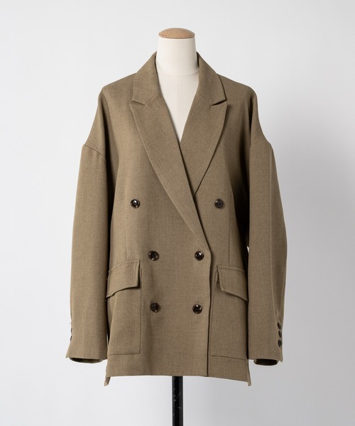 moi tytto(モイテュット)の「オーバーサイズテーラードジャケット(テーラードジャケット・レディース・ブラウン/ナチュラル/チェック/オレンジ・MEDIUM/SMALL)」の21枚目の写真