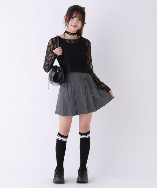 repipi armario(レピピ アルマリオ)の「リボンプリーツスカート(スカート・キッズ・ベージュ/グレー/ブラック・MEDIUM/LARGE/SMALL)」の4枚目の写真