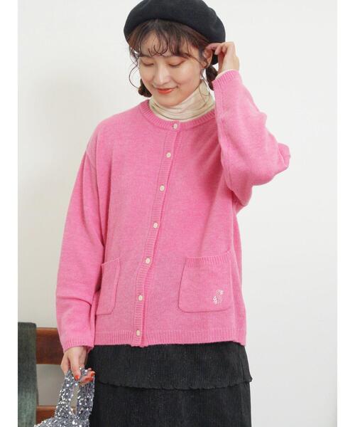 Samansa Mos2（サマンサ モスモス）の「ウール混刺繍入りカーディガン（カーディガン/ボレロ・レディース・オフホワイト/ピンク/チャコールグレー/ミント/モカ/イエロー・F）」の6枚目の写真