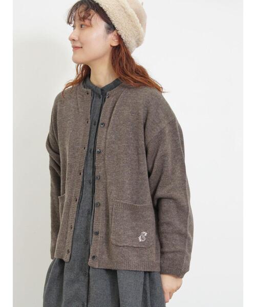 Samansa Mos2（サマンサ モスモス）の「ウール混刺繍入りカーディガン（カーディガン/ボレロ・レディース・オフホワイト/ピンク/チャコールグレー/ミント/モカ/イエロー・F）」の8枚目の写真