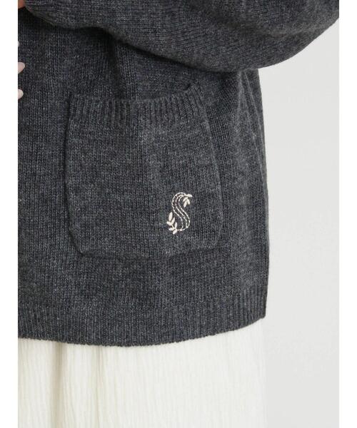 Samansa Mos2（サマンサ モスモス）の「ウール混刺繍入りカーディガン（カーディガン/ボレロ・レディース・オフホワイト/ピンク/チャコールグレー/ミント/モカ/イエロー・F）」の14枚目の写真