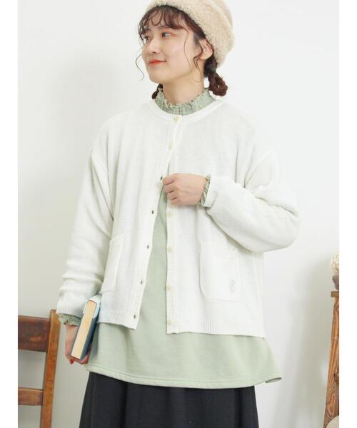 Samansa Mos2（サマンサ モスモス）の「ウール混刺繍入りカーディガン（カーディガン/ボレロ・レディース・オフホワイト/ピンク/チャコールグレー/ミント/モカ/イエロー・F）」の17枚目の写真