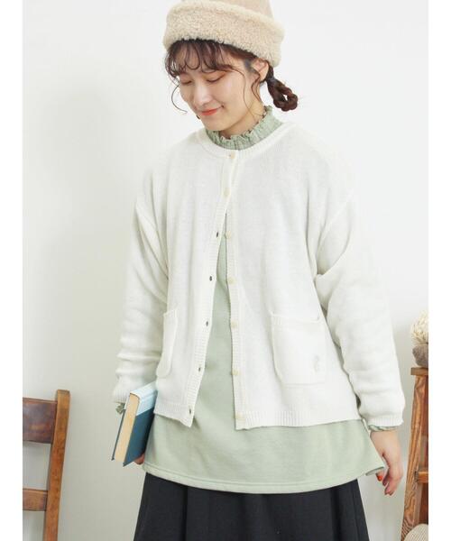 Samansa Mos2（サマンサ モスモス）の「ウール混刺繍入りカーディガン（カーディガン/ボレロ・レディース・オフホワイト/ピンク/チャコールグレー/ミント/モカ/イエロー・F）」の18枚目の写真