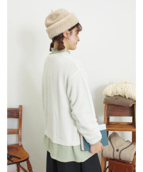 Samansa Mos2（サマンサ モスモス）の「ウール混刺繍入りカーディガン（カーディガン/ボレロ・レディース・オフホワイト/ピンク/チャコールグレー/ミント/モカ/イエロー・F）」の20枚目の写真