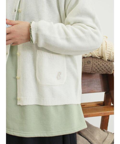 Samansa Mos2（サマンサ モスモス）の「ウール混刺繍入りカーディガン（カーディガン/ボレロ・レディース・オフホワイト/ピンク/チャコールグレー/ミント/モカ/イエロー・F）」の21枚目の写真