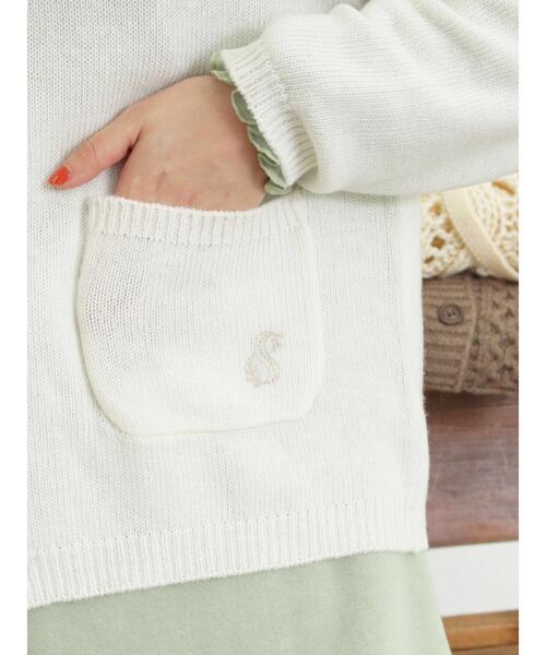 Samansa Mos2（サマンサ モスモス）の「ウール混刺繍入りカーディガン（カーディガン/ボレロ・レディース・オフホワイト/ピンク/チャコールグレー/ミント/モカ/イエロー・F）」の22枚目の写真