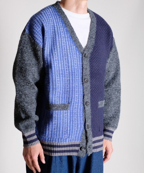 rehacer(レアセル)の「R. : Pattern College Drop Cardigan(カーディガン/ボレロ・メンズ・ブルー・MEDIUM/LARGE/X-LARGE)」の1枚目の写真