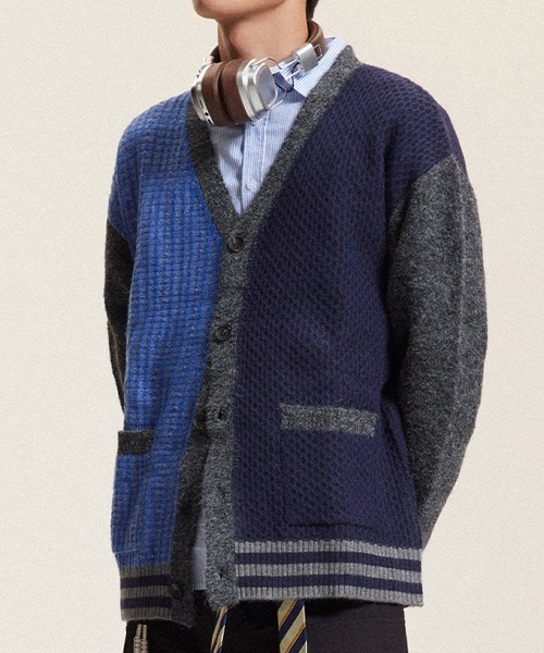 rehacer(レアセル)の「R. : Pattern College Drop Cardigan(カーディガン/ボレロ・メンズ・ブルー・MEDIUM/LARGE/X-LARGE)」の4枚目の写真