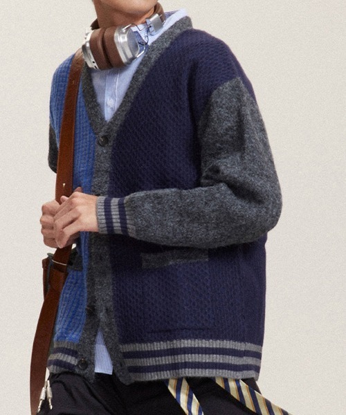 rehacer(レアセル)の「R. : Pattern College Drop Cardigan(カーディガン/ボレロ・メンズ・ブルー・MEDIUM/LARGE/X-LARGE)」の5枚目の写真