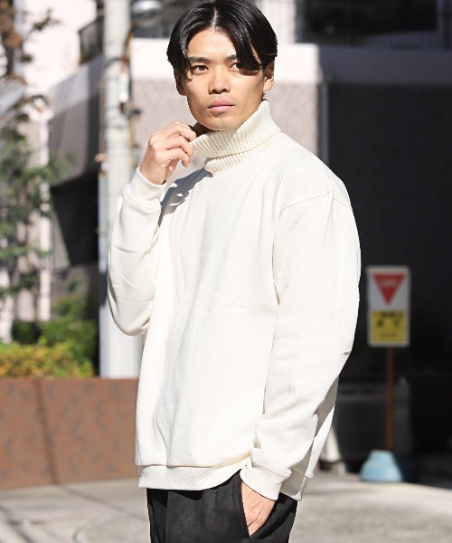 セール】ニットタートルネック×裏起毛スウェット（スウェット