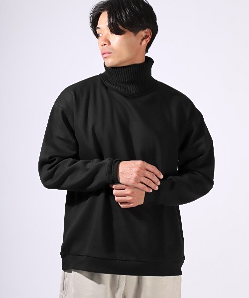 ニットタートルネック×裏起毛スウェット（スウェット）｜LUXSTYLE