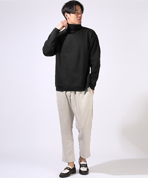 LUXSTYLE（ラグスタイル）の「ニットタートルネック×裏起毛スウェット（スウェット・メンズ・ブラック/アイボリー・L/M）」の8枚目の写真