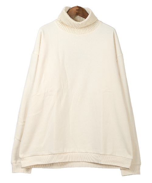 LUXSTYLE（ラグスタイル）の「ニットタートルネック×裏起毛スウェット（スウェット・メンズ・ブラック/アイボリー・L/M）」の11枚目の写真