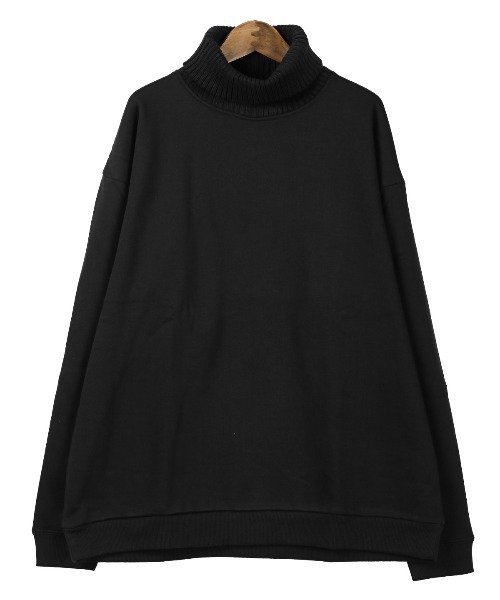 LUXSTYLE（ラグスタイル）の「ニットタートルネック×裏起毛スウェット（スウェット・メンズ・ブラック/アイボリー・L/M）」の12枚目の写真