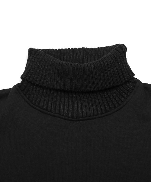 LUXSTYLE（ラグスタイル）の「ニットタートルネック×裏起毛スウェット（スウェット・メンズ・ブラック/アイボリー・L/M）」の13枚目の写真