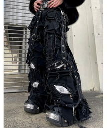 UNIZ（ユニズ）の「【UNIZ】BLACK MONSTER PANTS / 【ユニズ】ブラックモンスターダメージワイドデニムパンツ＜着用動画あり＞（デニムパンツ）」